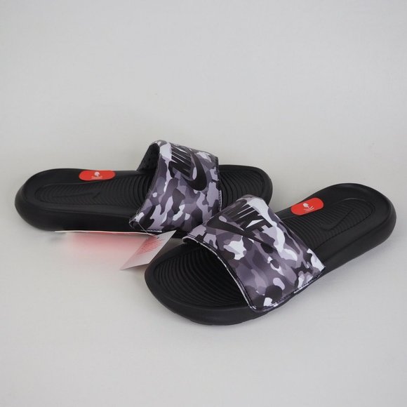 Nike Victori One Sports Slide Print Black Grey Beach Sandals - Picture 6 of 11